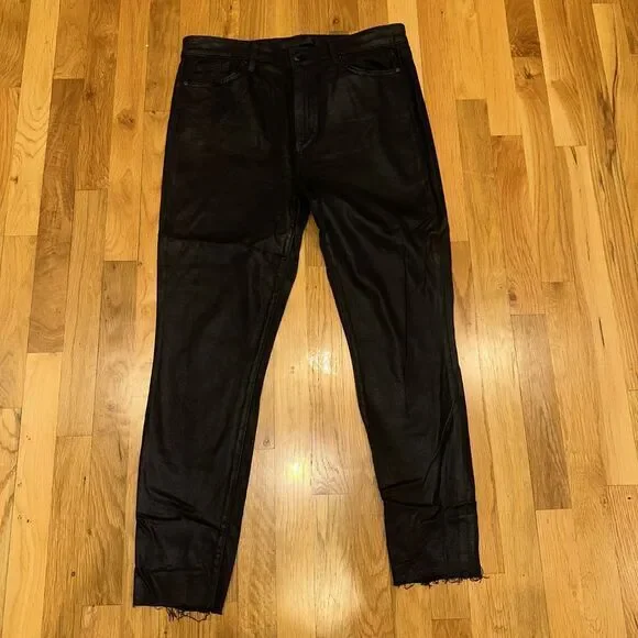 JOE'S Jeans Women's Charlie Skinny Ankle Black Coated Jeans Sz 33 X 26 - Picture 1 of 5